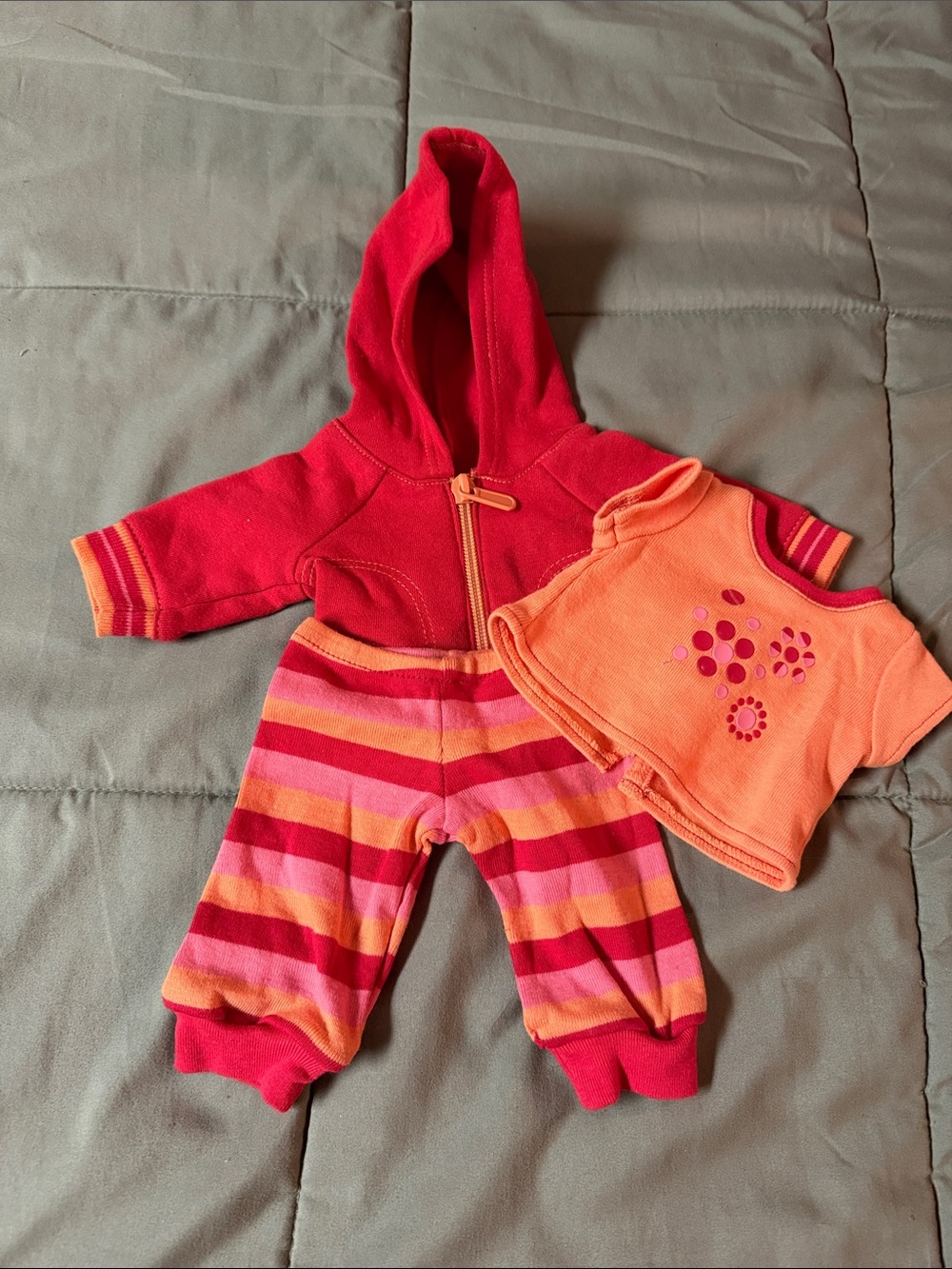 American Girl Bitty Baby Doll set            Red & Orange Hoody 3piece set